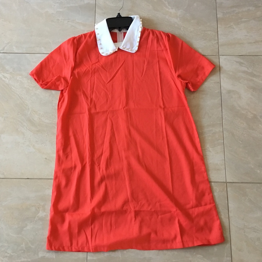 Pearl collar shift dress